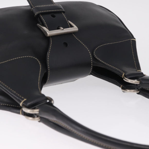 PRADA Shoulder Bag Leather Black Silver Auth 209747V