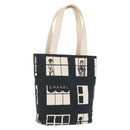 CHANEL Window Line Tote Bag Canvas Ivory Black CC Auth 209756A-1
