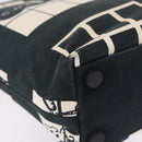 CHANEL Window Line Tote Bag Canvas Ivory Black CC Auth 209756A-14