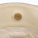 CHANEL Window Line Tote Bag Canvas Ivory Black CC Auth 209756A-19