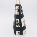 CHANEL Window Line Tote Bag Canvas Ivory Black CC Auth 209756A-4