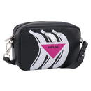 PRADA Shoulder Bag Leather Black Silver Auth 209770M-1