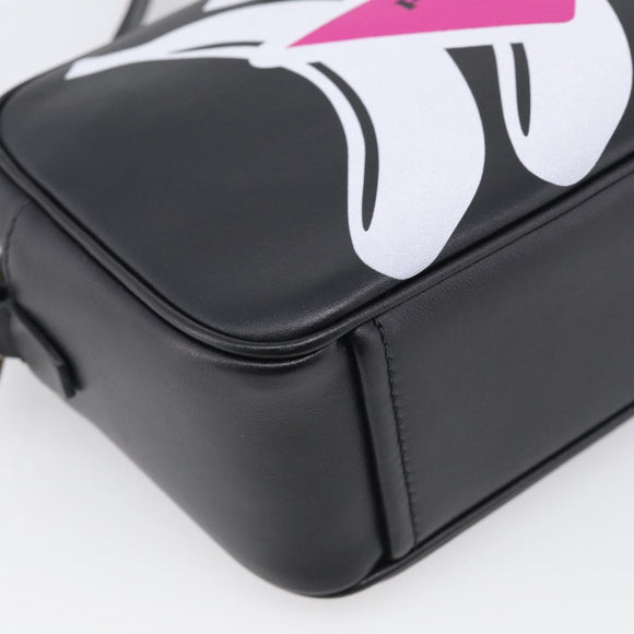 PRADA Shoulder Bag Leather Black Silver Auth 209770M