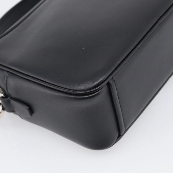 PRADA Shoulder Bag Leather Black Silver Auth 209770M