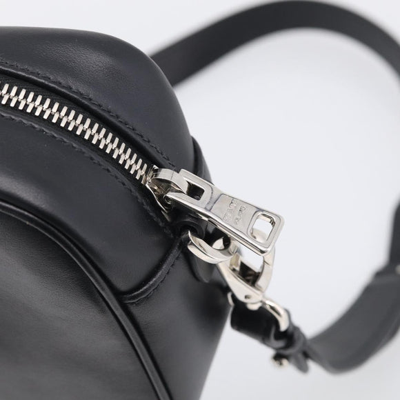 PRADA Shoulder Bag Leather Black Silver Auth 209770M