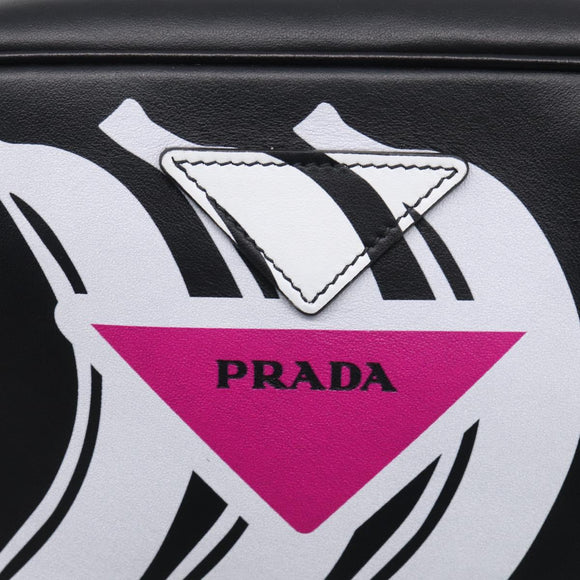 PRADA Shoulder Bag Leather Black Silver Auth 209770M