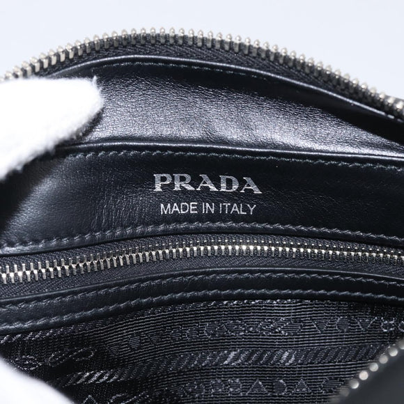PRADA Shoulder Bag Leather Black Silver Auth 209770M
