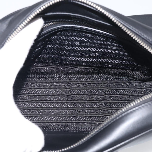 PRADA Shoulder Bag Leather Black Silver Auth 209770M