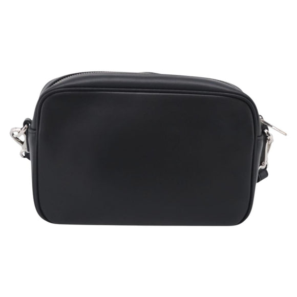PRADA Shoulder Bag Leather Black Silver Auth 209770M