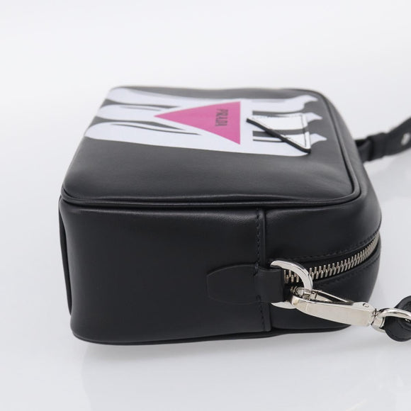 PRADA Shoulder Bag Leather Black Silver Auth 209770M