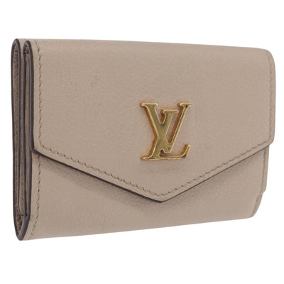 LOUIS VUITTON Portefeuille Rock Mini Trifold Wallet Leather Beige Auth 209777A
