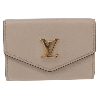 LOUIS VUITTON Portefeuille Rock Mini Trifold Wallet Leather Beige Auth 209777A - 0