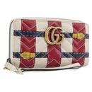 GUCCI GG Marmont Long Wallet Leather Red Gold Tone 466490 Auth 209778-1