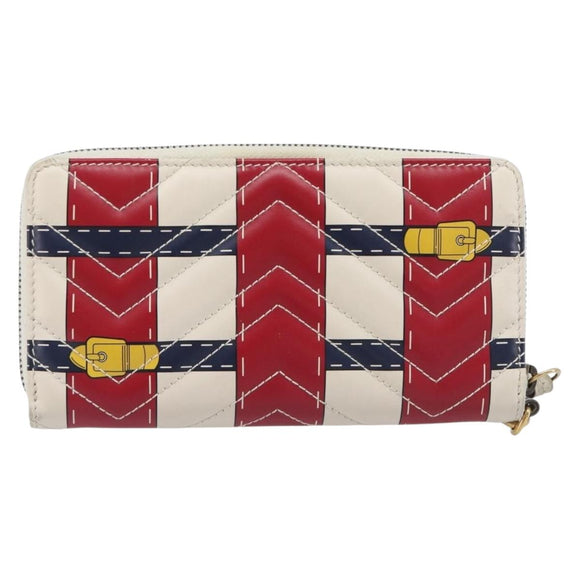 GUCCI GG Marmont Long Wallet Leather Red Gold Tone 466490 Auth 209778
