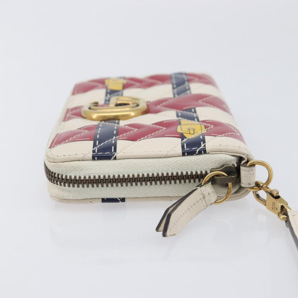 GUCCI GG Marmont Long Wallet Leather Red Gold Tone 466490 Auth 209778