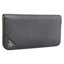 PRADA Long Wallet Saffiano leather Gray Silver Auth 209782M-1