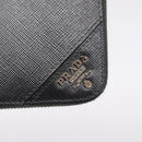 PRADA Long Wallet Saffiano leather Gray Silver Auth 209782M-13