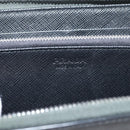 PRADA Long Wallet Saffiano leather Gray Silver Auth 209782M-19