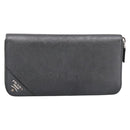 PRADA Long Wallet Saffiano leather Gray Silver Auth 209782M-2