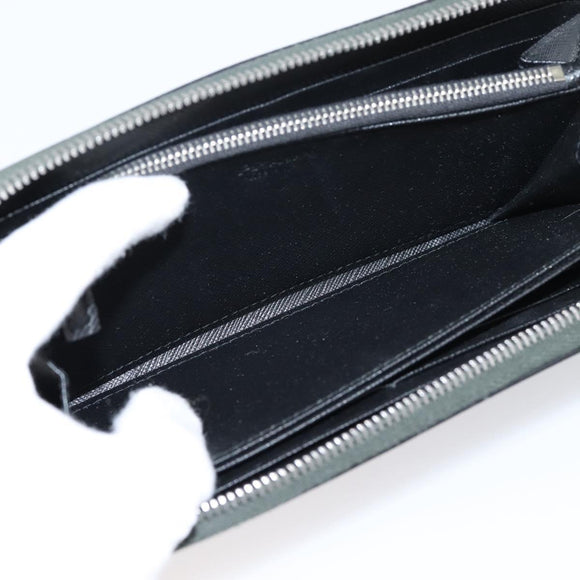 PRADA Long Wallet Saffiano leather Gray Silver Auth 209782M