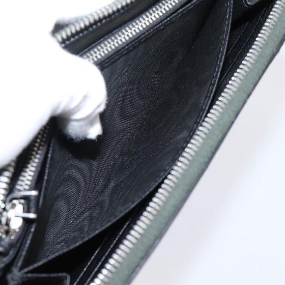 PRADA Long Wallet Saffiano leather Gray Silver Auth 209782M