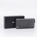 PRADA Long Wallet Saffiano leather Gray Silver Auth 209782M-25