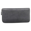 PRADA Long Wallet Saffiano leather Gray Silver Auth 209782M-3