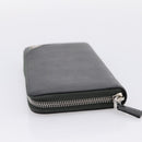 PRADA Long Wallet Saffiano leather Gray Silver Auth 209782M-5