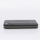 PRADA Long Wallet Saffiano leather Gray Silver Auth 209782M-6