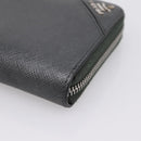 PRADA Long Wallet Saffiano leather Gray Silver Auth 209782M-8