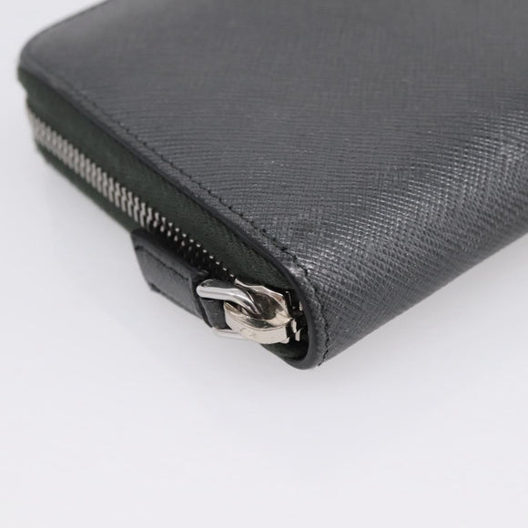 PRADA Long Wallet Saffiano leather Gray Silver Auth 209782M