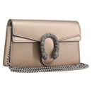GUCCI Duonisos Shoulder Bag Leather Champagne Gold Silver 476432 Auth 209788M-1