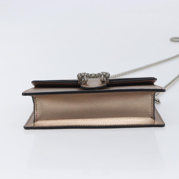 GUCCI Duonisos Shoulder Bag Leather Champagne Gold Silver 476432 Auth 209788M