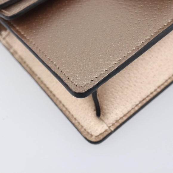 GUCCI Duonisos Shoulder Bag Leather Champagne Gold Silver 476432 Auth 209788M