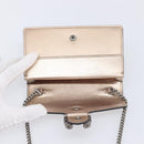 GUCCI Duonisos Shoulder Bag Leather Champagne Gold Silver 476432 Auth 209788M-17