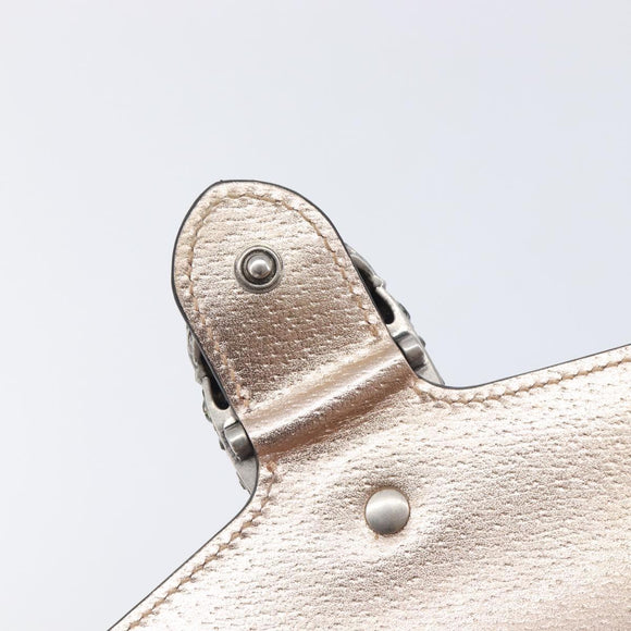GUCCI Duonisos Shoulder Bag Leather Champagne Gold Silver 476432 Auth 209788M