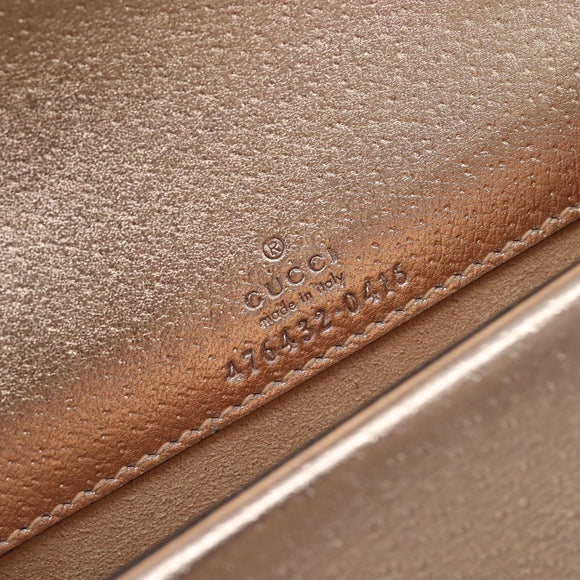 GUCCI Duonisos Shoulder Bag Leather Champagne Gold Silver 476432 Auth 209788M