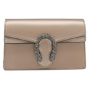 GUCCI Duonisos Shoulder Bag Leather Champagne Gold Silver 476432 Auth 209788M-2