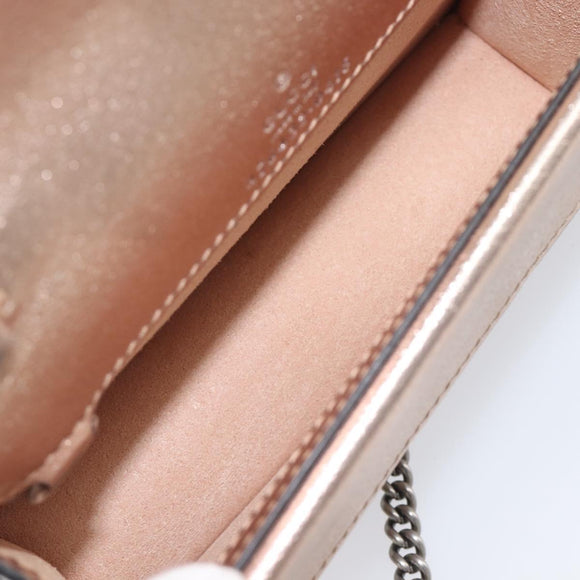 GUCCI Duonisos Shoulder Bag Leather Champagne Gold Silver 476432 Auth 209788M