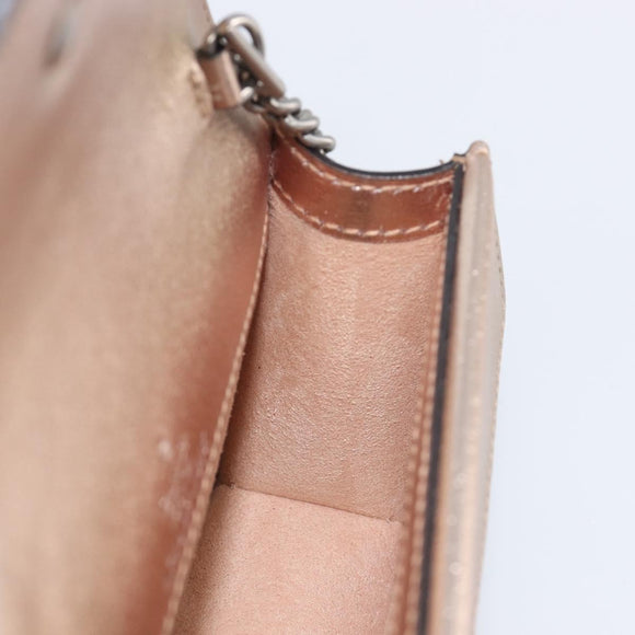 GUCCI Duonisos Shoulder Bag Leather Champagne Gold Silver 476432 Auth 209788M