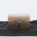GUCCI Duonisos Shoulder Bag Leather Champagne Gold Silver 476432 Auth 209788M-24