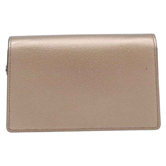 GUCCI Duonisos Shoulder Bag Leather Champagne Gold Silver 476432 Auth 209788M