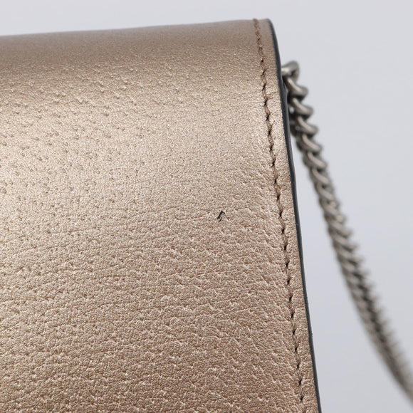 GUCCI Duonisos Shoulder Bag Leather Champagne Gold Silver 476432 Auth 209788M