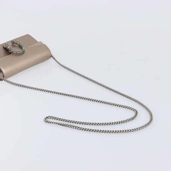 GUCCI Duonisos Shoulder Bag Leather Champagne Gold Silver 476432 Auth 209788M