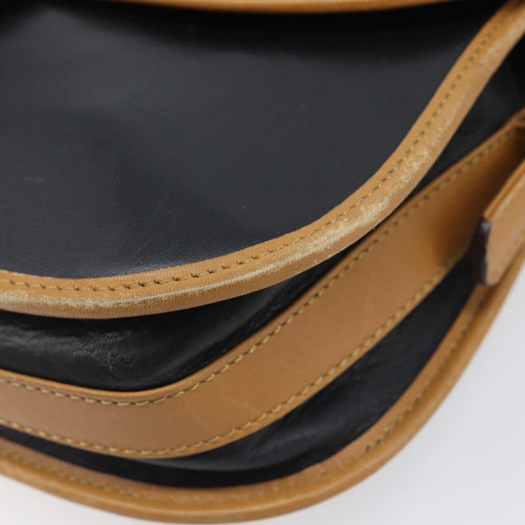 CELINE Shoulder Bag Leather Black Gold Tone Auth 209795