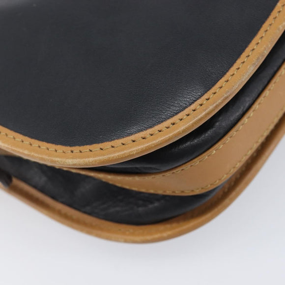 CELINE Shoulder Bag Leather Black Gold Tone Auth 209795