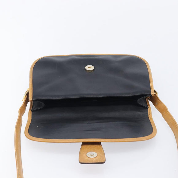 CELINE Shoulder Bag Leather Black Gold Tone Auth 209795