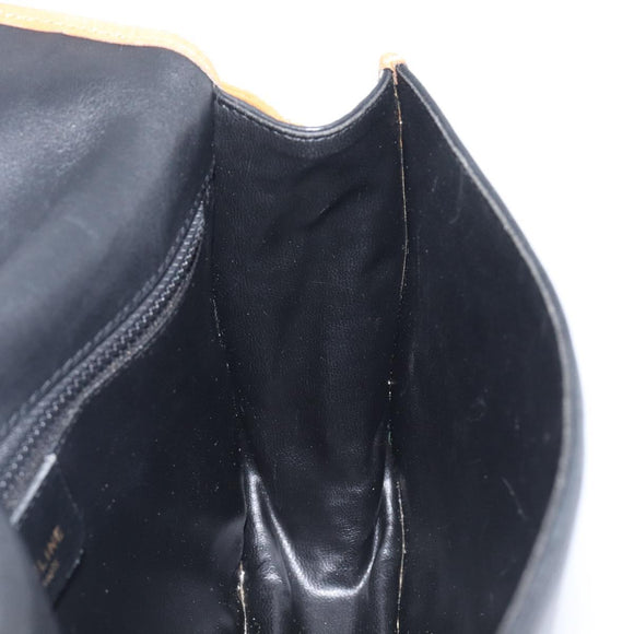 CELINE Shoulder Bag Leather Black Gold Tone Auth 209795