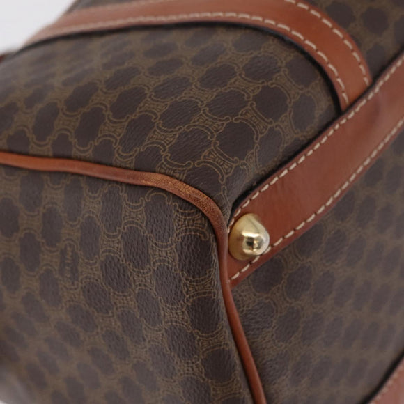 CELINE Macadam Boston Bag PVC Brown Gold Tone Auth 209797