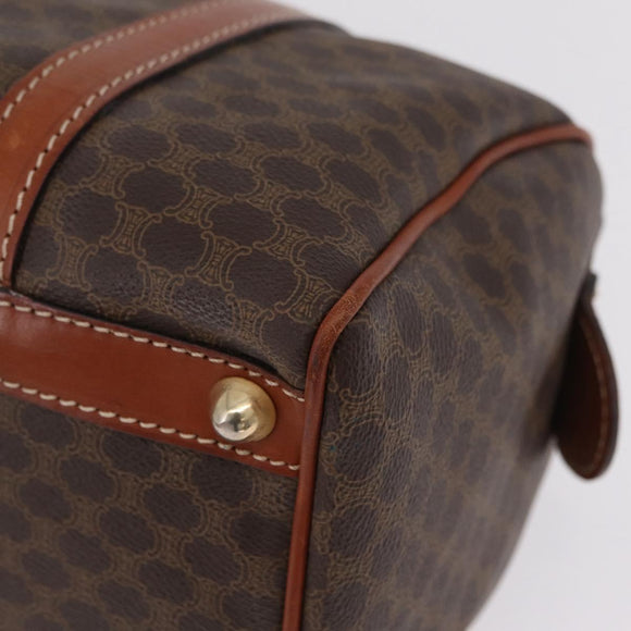 CELINE Macadam Boston Bag PVC Brown Gold Tone Auth 209797